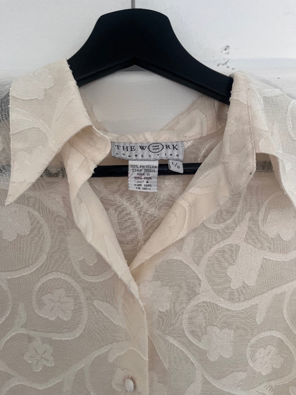 Vintage off-white sheer floral blouse